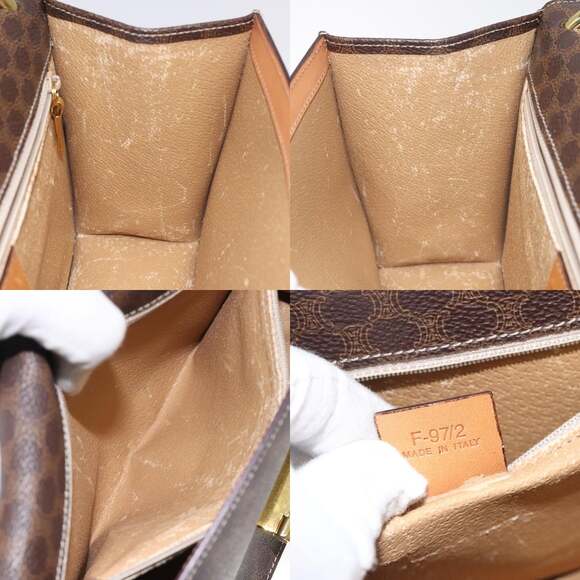 CELINE Macadam Canvas Shoulder Bag Pvc Leather Brown Gold - Picture 12 of 12